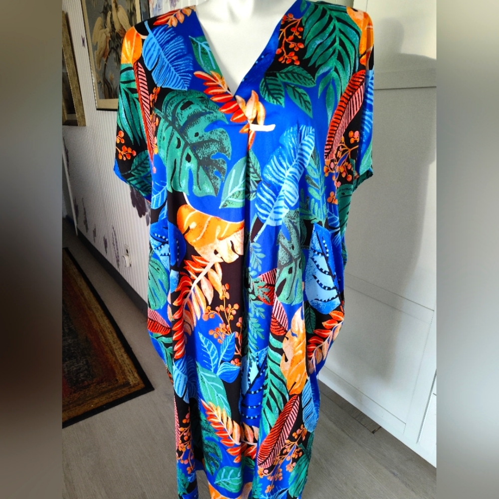 Van Winkle Lounge House Patio Caftan Pockets 1x Oversized (Up To 4 X) Silky Feel
